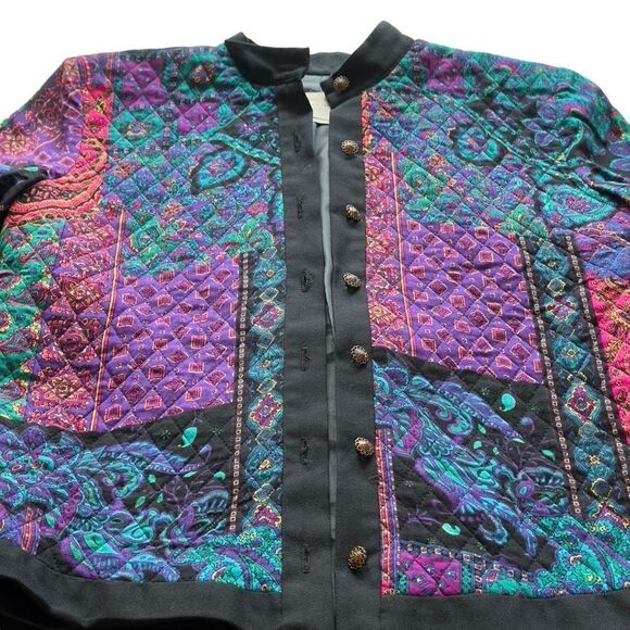 California Design by Dorothy Samuel Vintage Paisley Quilted Blouse Size 8 - Picture 3 of 16